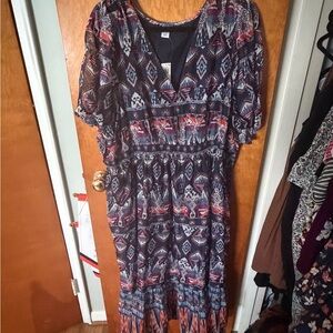 Old Navy Navy Multicolor Printed Maxi Dress